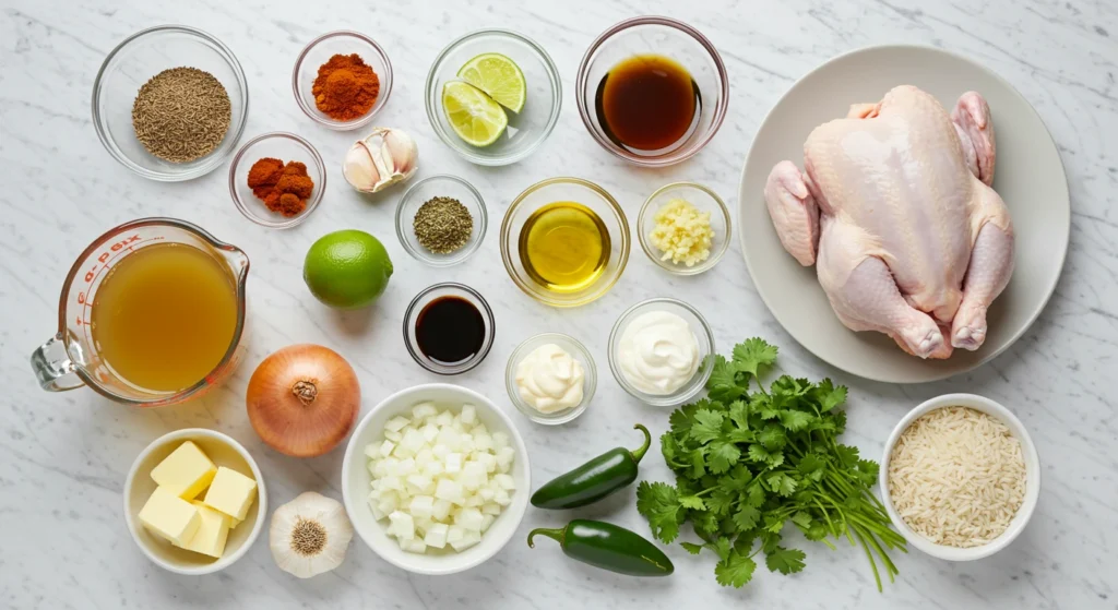 Golden Peruvian roast chicken served with fresh herbs on a white plate