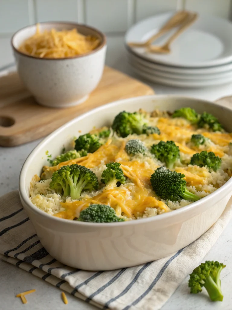 Broccoli Cheddar Rice Bake
