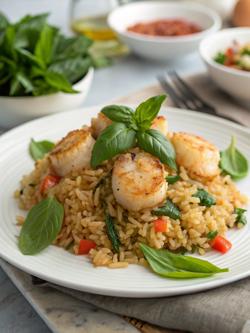 scallop basil fried rice