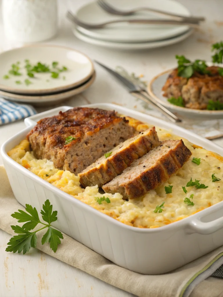 Meatloaf and Cheesy Rice Casserole
