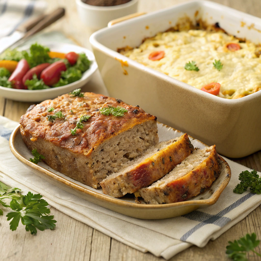 Cheesy baked rice dish served in a casserole