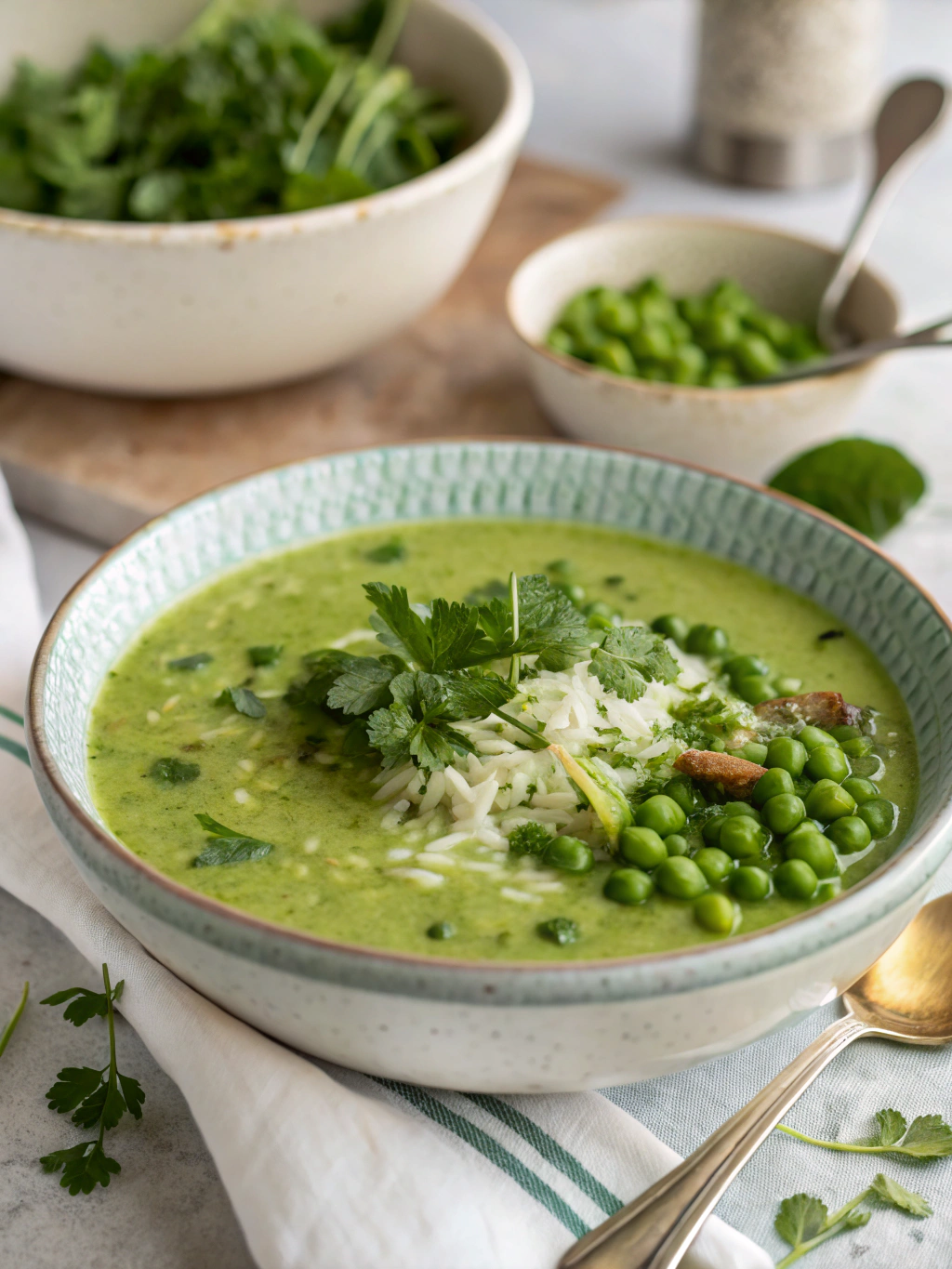 Herbed Rice and Pea Soup