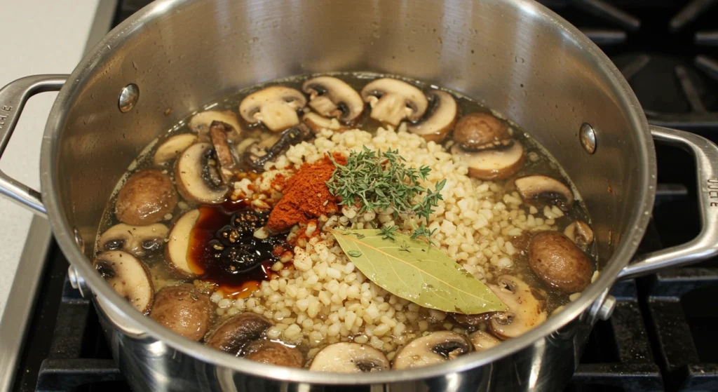Mushroom and Brown Rice Soup