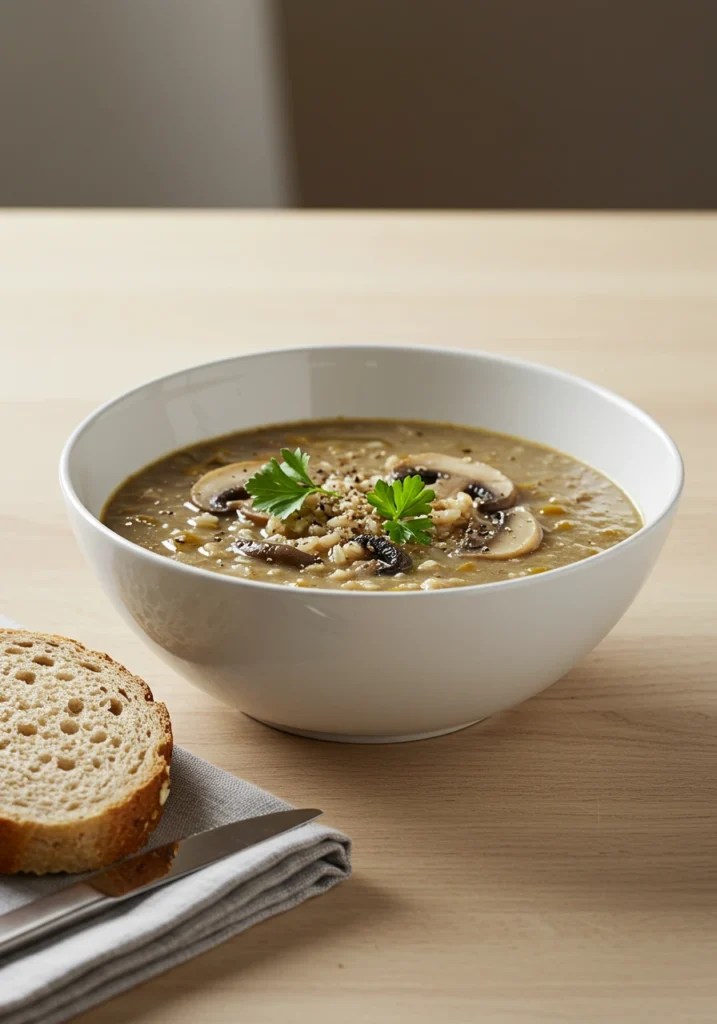Mushroom and Brown Rice Soup