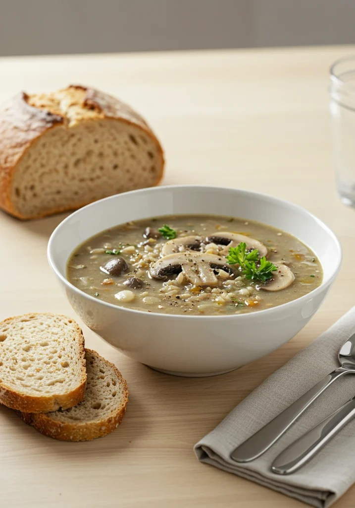 Mushroom and Brown Rice Soup