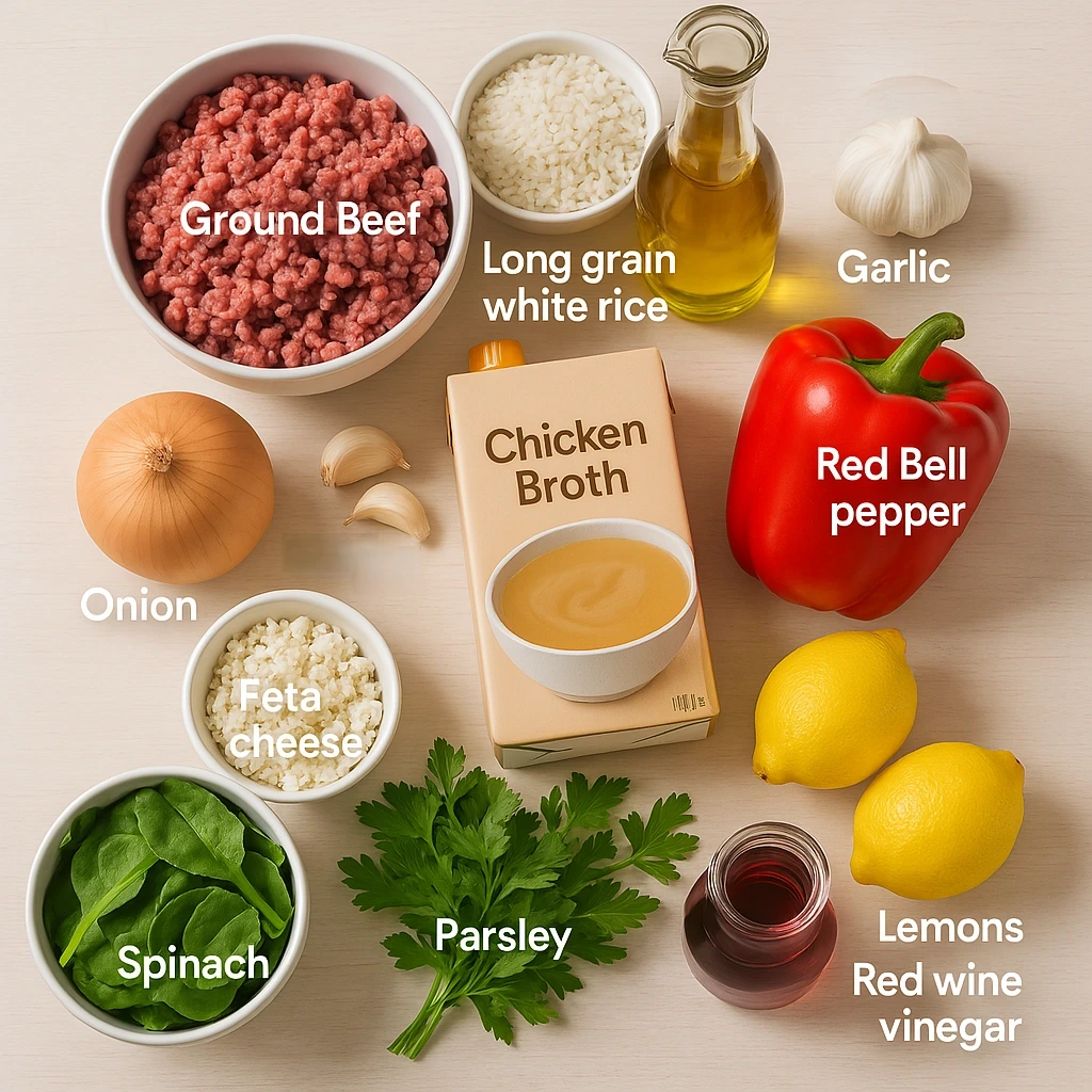 Greek Beef and Lemon Rice Skillet