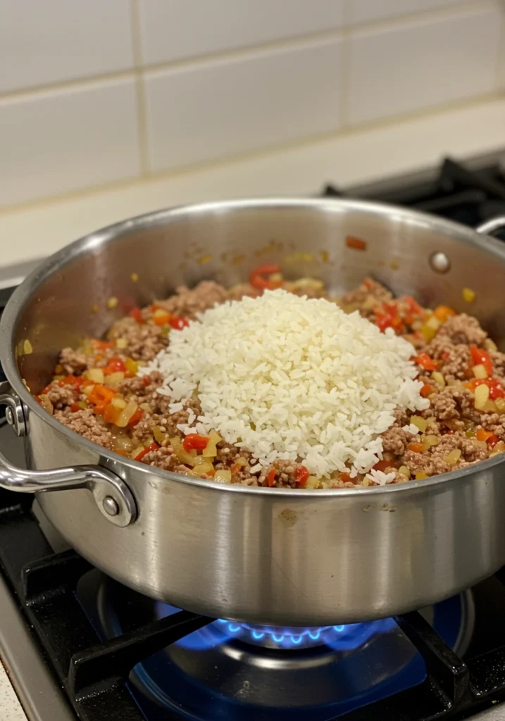 Greek Beef and Lemon Rice Skillet