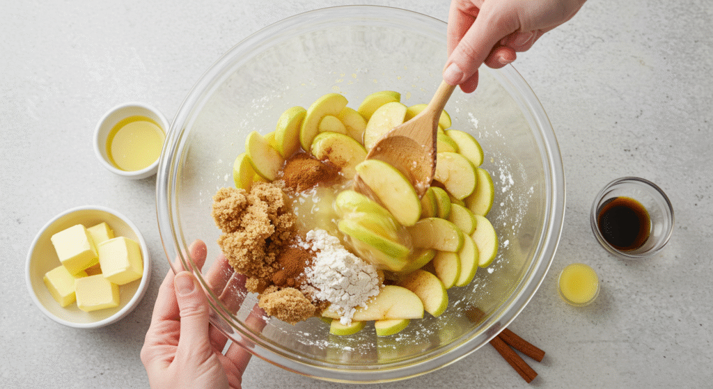 Ingredients layout for Caramel Rice Pudding Tart including rice pudding, tart crust, and caramel sauce